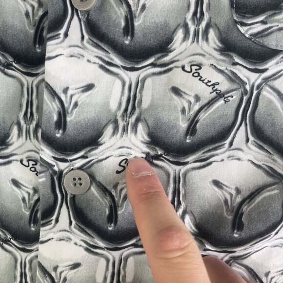 Vintage Southpole Short Sleeve Button Shirt Men's L y2k Psychedelic's AOP (READ) - Picture 12 of 16